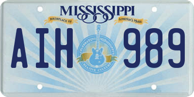 MS license plate AIH989