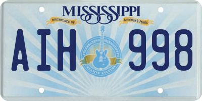 MS license plate AIH998