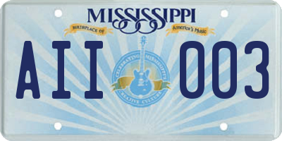 MS license plate AII003