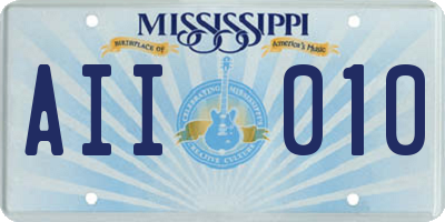 MS license plate AII010