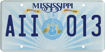 MS license plate AII013
