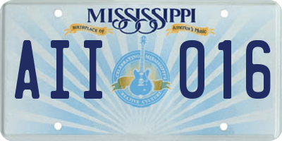 MS license plate AII016