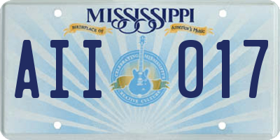 MS license plate AII017