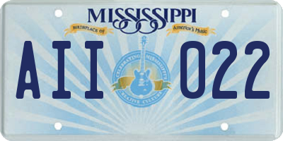 MS license plate AII022