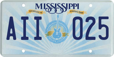 MS license plate AII025