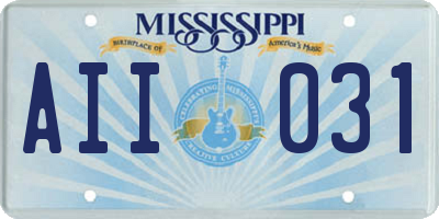 MS license plate AII031