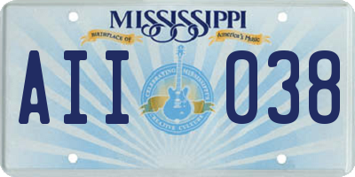 MS license plate AII038