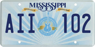 MS license plate AII102