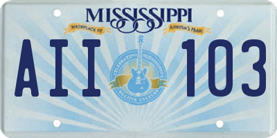 MS license plate AII103