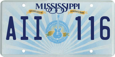 MS license plate AII116