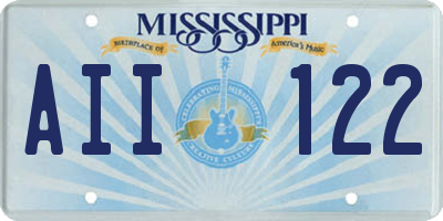 MS license plate AII122