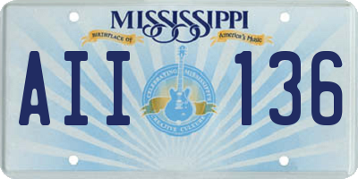MS license plate AII136