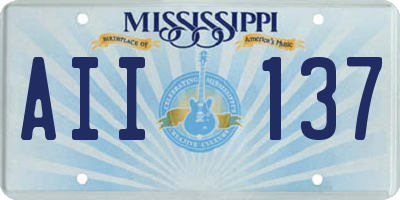 MS license plate AII137