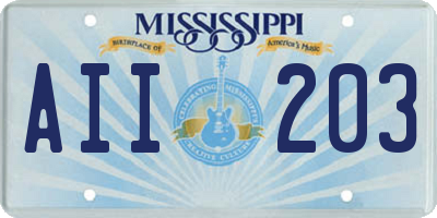 MS license plate AII203
