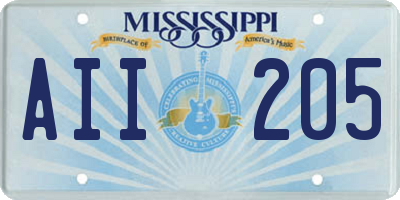 MS license plate AII205