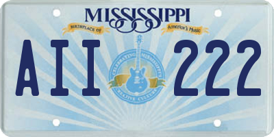 MS license plate AII222