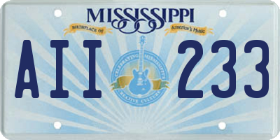 MS license plate AII233