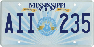 MS license plate AII235