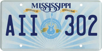 MS license plate AII302