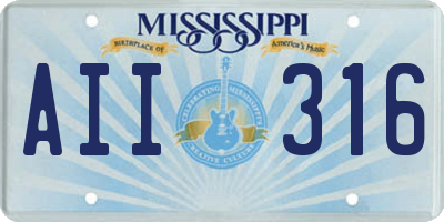 MS license plate AII316