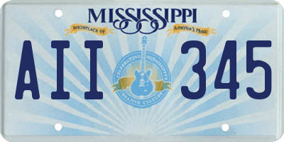MS license plate AII345