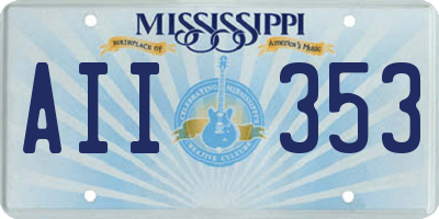 MS license plate AII353