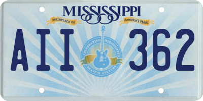 MS license plate AII362