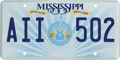 MS license plate AII502