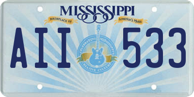 MS license plate AII533