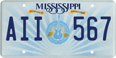 MS license plate AII567