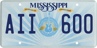 MS license plate AII600