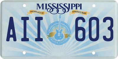 MS license plate AII603