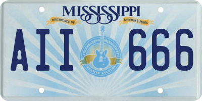 MS license plate AII666