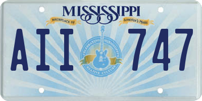 MS license plate AII747