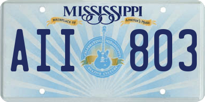 MS license plate AII803