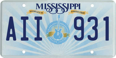 MS license plate AII931