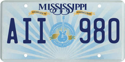 MS license plate AII980