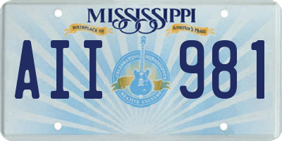 MS license plate AII981