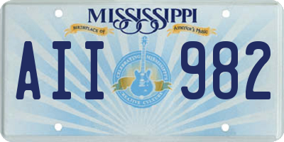 MS license plate AII982
