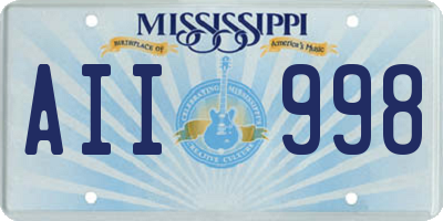 MS license plate AII998