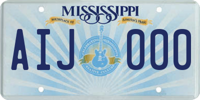 MS license plate AIJ000