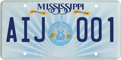 MS license plate AIJ001