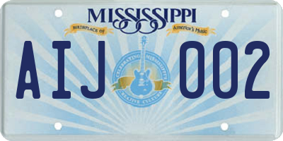 MS license plate AIJ002