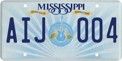 MS license plate AIJ004