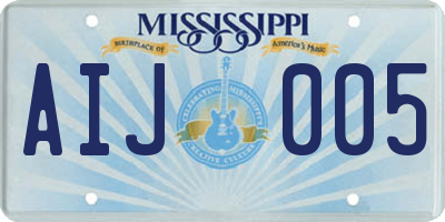 MS license plate AIJ005