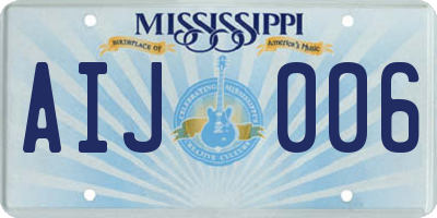 MS license plate AIJ006