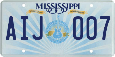 MS license plate AIJ007