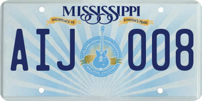 MS license plate AIJ008