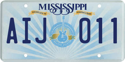 MS license plate AIJ011