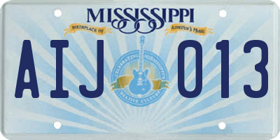 MS license plate AIJ013